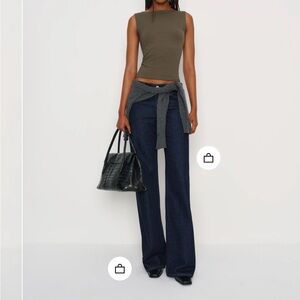 Reformation Dusk Knit Top in Pine Tree - size small